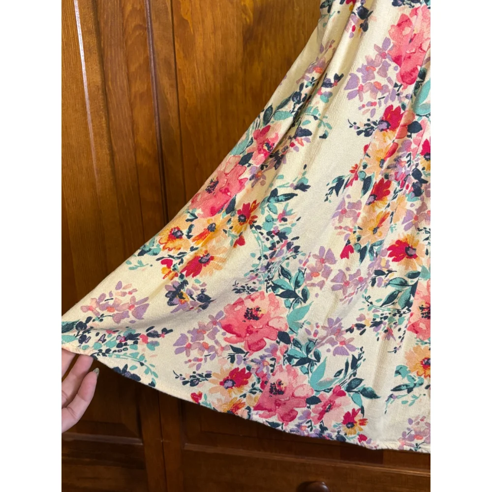 Torrid Mini Dress Floral Smocked Flowy Stretch Rayon Blend Multicolor Women's 0 - Picture 6 of 9